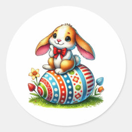 Funny Oaster Bunny Runder Aufkleber