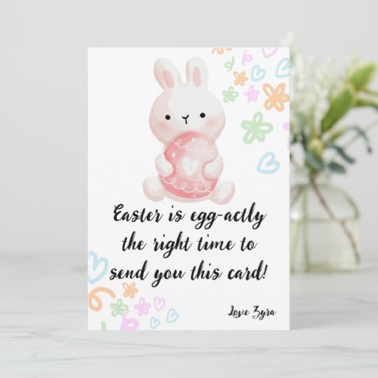 Funny Oaster Card: Egg zitierend Grüße! Ankündigung (Stehend Vorderseite)