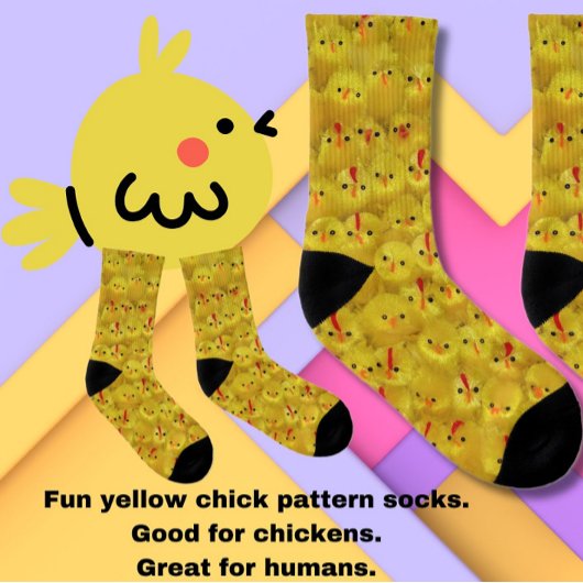 Funny Oaster Chick Muster Bright Yellow Modern Socken