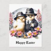 Funny Oaster Chicks Rosa Gelbe Blumen Postkarte (Vorderseite)