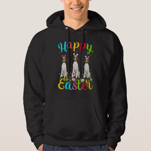 Funny Oaster Egg Bunny English Pointer Dog Happy E Hoodie (Vorderseite)
