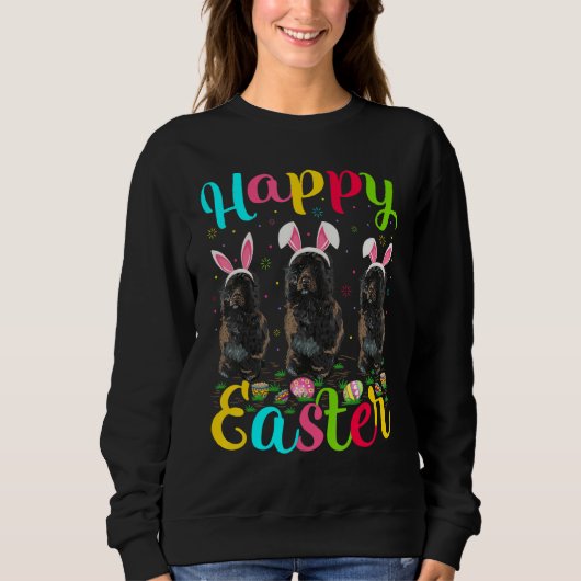 Funny Oaster Egg Bunny Portugiesischer Wasserhund Sweatshirt (Vorderseite)