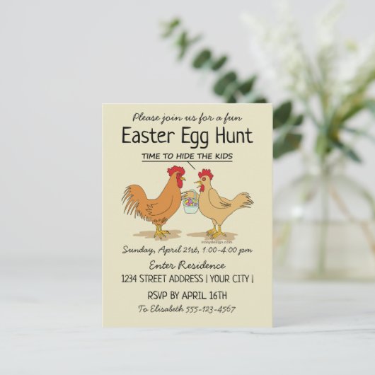 Funny Oaster Egg Einladung Postkarte (Stehend Vorderseite)