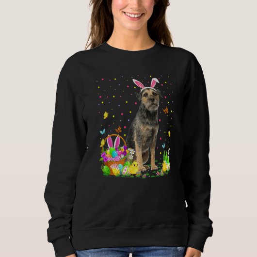Funny Oaster Egg Jagd Grenze Terrier Dog Ostern Sweatshirt (Vorderseite)