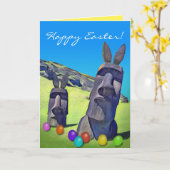 Funny Oaster Island Bunnies mit Ostereiern Karte (Gelbe Blume)