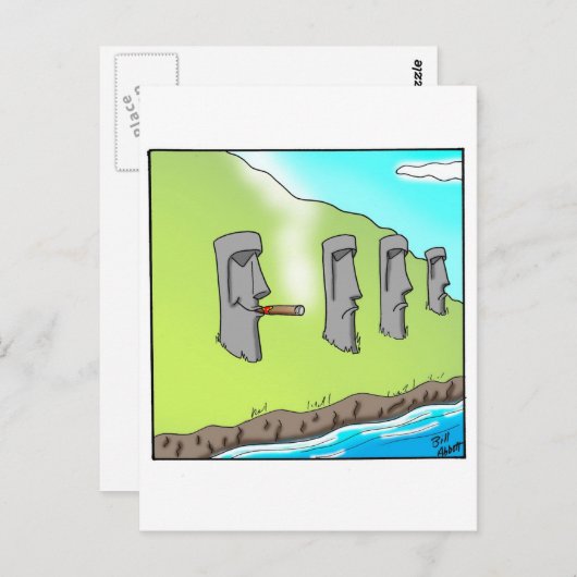 Funny Oaster Island Zigar Cartoon Geschenke Postkarte (Vorne/Hinten)