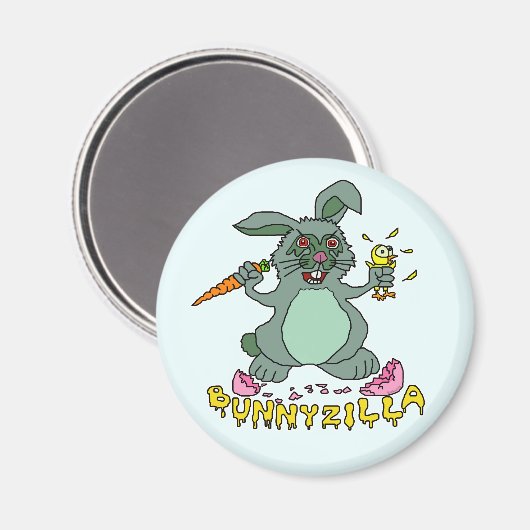 Funny Oaster Niedlich Bunnyzilla Rabbit Cartoon Magnet (Vorderseite/Rückseite)