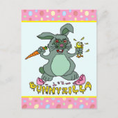 Funny Oaster Niedlich Bunnyzilla Rabbit Cartoon Postkarte (Vorderseite)