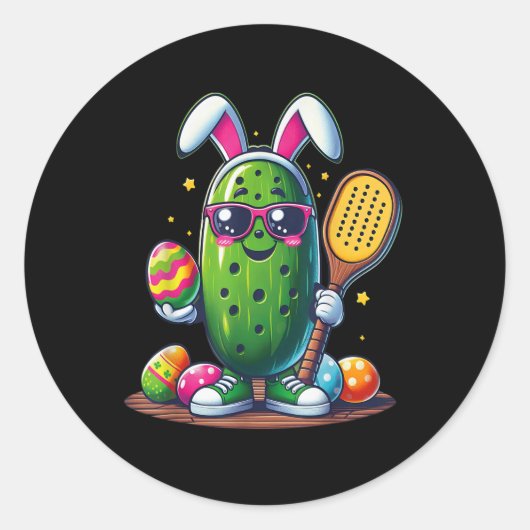 Funny Oaster Pickle Pickleball Paddle Bunn Runder Aufkleber (Vorderseite)