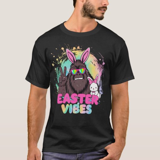 Funny Oaster Vibes Bigfoot Bunny Ears Sasquatch T-Shirt (Vorderseite)