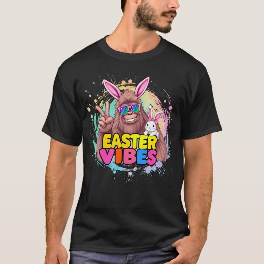 Funny Oaster Vibes Bigfoot Bunny Ears Sasquatch T-Shirt (Vorderseite)