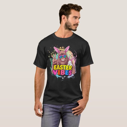 Funny Oaster Vibes Bigfoot Bunny Ears Sasquatch T-Shirt (Vorne ganz)