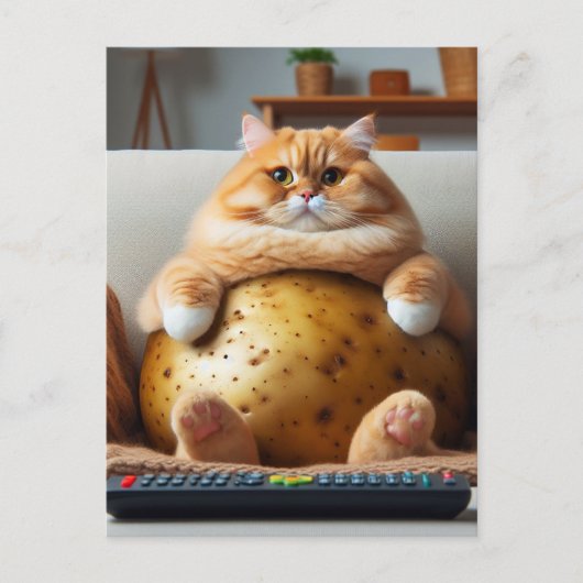 Funny Obese Ginger Couch Potato Cat Postkarte (Vorderseite)