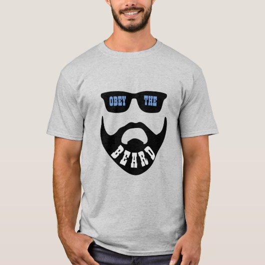 Funny Obey the Beard (Black Beard Blue Eyes) T-Shirt (Vorderseite)