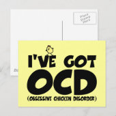 Funny OCD Huhn Postkarte (Vorne/Hinten)