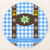 Funny Octoberfest Lederhosen Suspenders Runder Pappuntersetzer (Vorderseite)