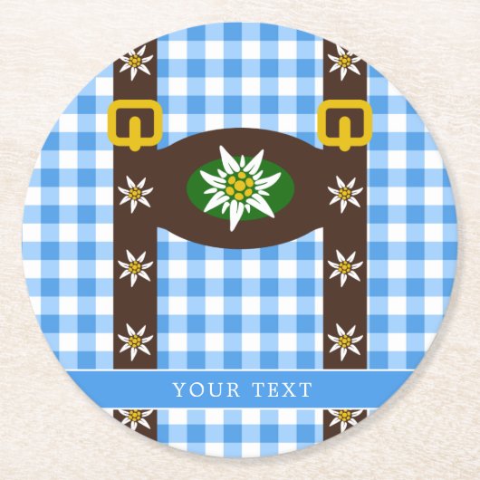 Funny Octoberfest Lederhosen Suspenders Runder Pappuntersetzer (Vorderseite)