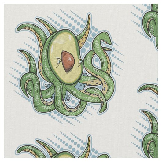Funny Octopus Avocado Stoff (Nahaufnahme)