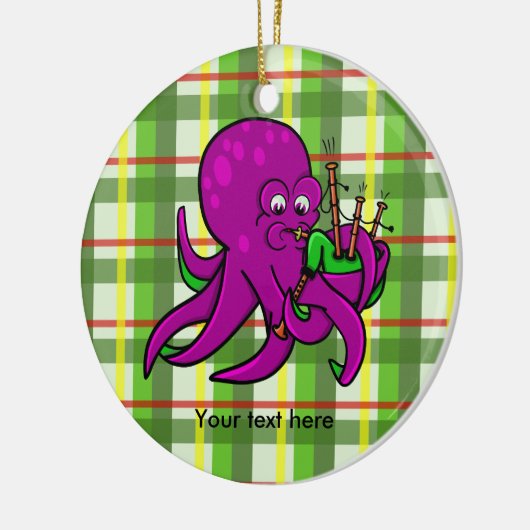 Funny Octopus Bagpipe Illustration Keramikornament (Links)