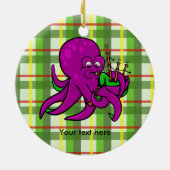 Funny Octopus Bagpipe Illustration Keramikornament (Hinten)