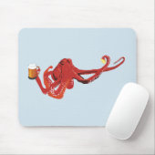 Funny Octopus Beer Lover Mousepad (Mit Mouse)