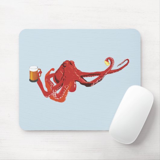 Funny Octopus Beer Lover Mousepad (Mit Mouse)