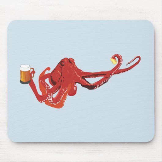 Funny Octopus Beer Lover Mousepad (Vorne)