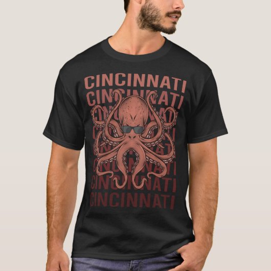 Funny Octopus Cincinnati T-Shirt (Vorderseite)