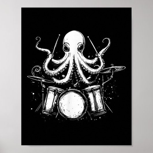 Funny Octopus Drummer Drums Drumming Music Lover Poster (Vorne)