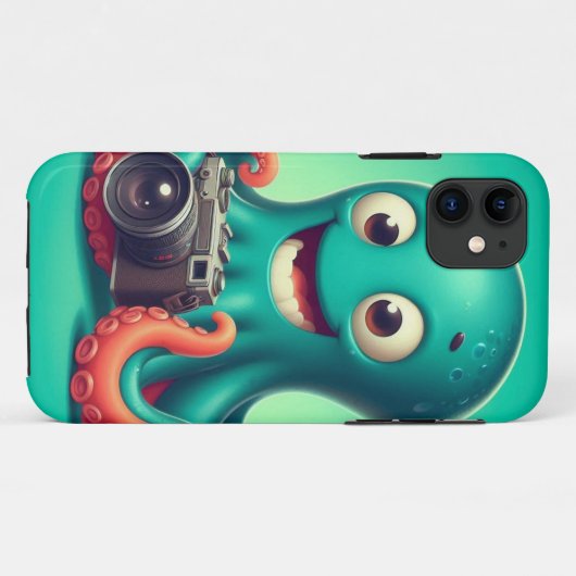 Funny Octopus hält eine Kamera Case-Mate iPhone Hülle (Rückseite (Horizontal))