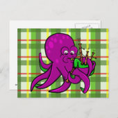 Funny Octopus Illustration Cartoon Bagpipe Postkarte (Vorne/Hinten)