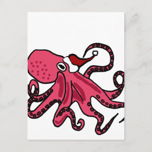 Funny Octopus in der Weihnachtsmannmütze Weihnacht Feiertagspostkarte