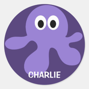 Funny Octopus individuelle Name Aufkleber