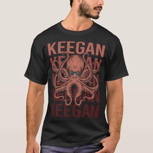 Funny Octopus - Keegan Name T-Shirt (Vorderseite)