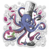 Funny Octopus Koch Aufkleber (Vorderseite)
