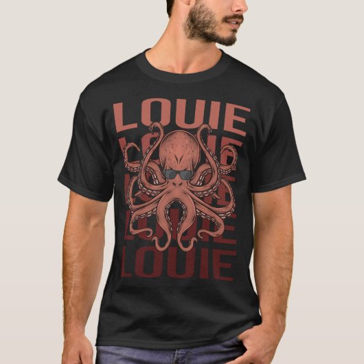 Funny Octopus - Louie Name T-Shirt (Vorderseite)