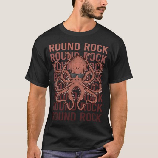 Funny Octopus Round Rock T-Shirt (Vorderseite)