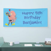 Funny octopus umarmt Taucher Cartoon Spaß Banner (Messe)