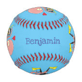 Funny octopus umarmt Taucher Cartoon Spaß Baseball (Rückseite)