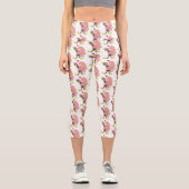 Funny octopus umarmt Taucher Cartoon Spaß Capri Leggings (Vorderseite)