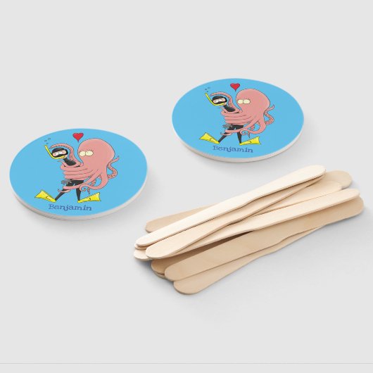 Funny octopus umarmt Taucher Cartoon Spaß Fächer (Non-assembled)