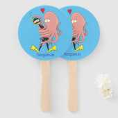 Funny octopus umarmt Taucher Cartoon Spaß Fächer (Vorne und Hinten)