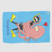 Funny octopus umarmt Taucher Cartoon Spaß Golfhandtuch (Horizontal)