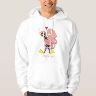Funny octopus umarmt Taucher Cartoon Spaß Hoodie