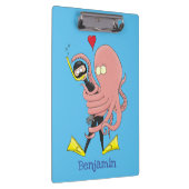 Funny octopus umarmt Taucher Cartoon Spaß Klemmbrett (Rechts)