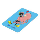 Funny octopus umarmt Taucher Cartoon Spaß Magnet (Linke Seite)