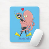 Funny octopus umarmt Taucher Cartoon Spaß Mousepad (Mit Mouse)
