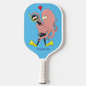 Funny octopus umarmt Taucher Cartoon Spaß Pickleball Schläger (Rückseite)