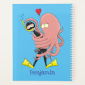 Funny octopus umarmt Taucher Cartoon Spaß Planer (Rückseite)
