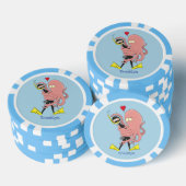 Funny octopus umarmt Taucher Cartoon Spaß Pokerchips (Stapel)